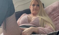 Masturbating in fishnets