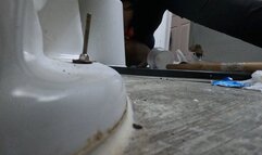 Tiny Human Running Around Giantess Toilet POV 4k