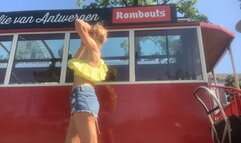 Jeans shorts by the tourists train