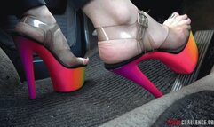 Pedal Challenge - Monica revving engine of an old VW VAN (4K)