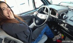 Pedal Challenge - Monica revving engine of an old VW VAN (HD)