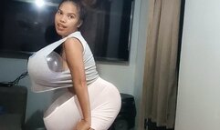 Sexy Juju Does Balloon Stuffing With Clear Balloons , HUGE Boobs And Pregnant Tummy