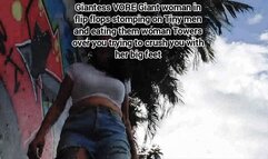 Giantess VORE Giant woman in flip flops stomping on Tiny men and eating them woman Towers over you trying to crush you with her big feet mkv