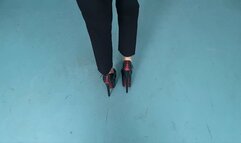 Drive a Car with Very High Corset Pleaser Heels