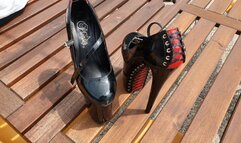 FINALLY SPRAIN after DANGEROUS walking with my very very high corset pleaser heels