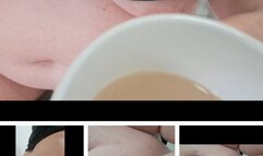 DRINKING COFFEE FARTING AND SHOWING OFF ALL MY CURVES