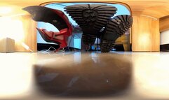 Ella and her friends trampled on 3 slaves under the desk in the office 360VR MP4