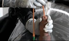 Mistress latex nurse and her plastic hazmat catheter addict rubber slave - Part 2 of 3