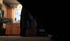 Deb Home From the Office Gets Upskirted While Fixing Dinner & Relaxing in Her Black Dress & IMPO Spiked Kitten Heel Boots