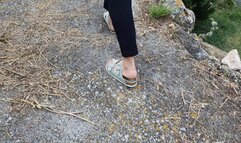 5th LOST SHOE: I wear my tiffany open toe slippers and I lose one shoe in wilderness!