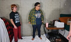 Double trouble ballbusting by hand (4k)