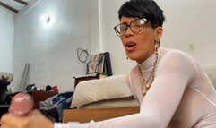 Milah Arches enjoying a real footjob with her slave