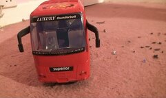 Big Red Bus & 2 Cars Stomped Under Sophie's Boots