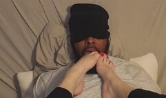 Brutal foot domination with classic red toes
