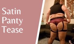 BBW Tries On Satin Panties & Strips in Fishnets