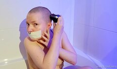 Gagged and Nipple-Clamped Head Shave