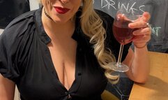Blonde JoJo smoking at the bar, exposing my tits for everyone