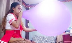 Sexy Schoolgirl Juju Sensually Blows to Pop your HUGE Purple Balloon