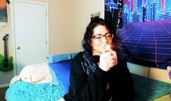 Smoking Goth Girl Makes Herself Squirt