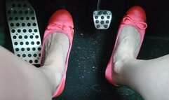 Coral Satin Flats On Pedals