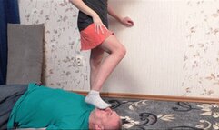 Beautiful girl puts feet on submissive's face, vf2341x 1080p