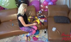 Anna with her new galaxy leggings under a balloon arch - Part Two HD