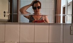 Farts in the bar wearing very low cut dress 1080MP4