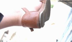 Candid foot fetish watching, coworker feet in sandals, shoe passion