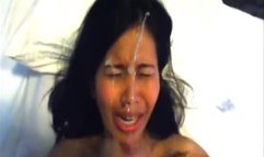 Asian milf gets too much cum