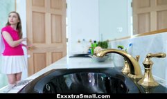 ExxxtraSmall - Petite Teen Deepthroats Pissed Stepdad