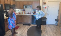 Black girl whips white girls butt for dirty kitchen part 11