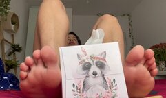 Hannah Playing footsie with some napkins