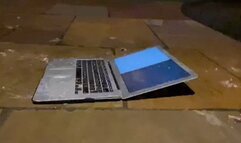 lilly and Aroura jump on mac book with new rock heel boots