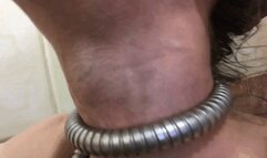 My neck is in the bathroom