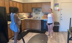 Ebony girl spanks white girls butt for coming home late part 10