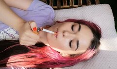 Smoking as i lay down holding the camera