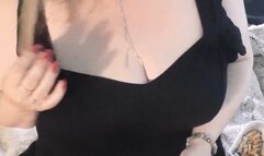 2 cigarettes, lipstick, nail polish, stilettos, dangling and creamy smoke