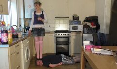 Chelsea's Heels Sticking In The Side Of Her Slaves Head & Face (4K)