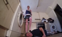 Chelsea's Heels Sticking In The Side Of Her Slaves Head & Face FLOOR CAM