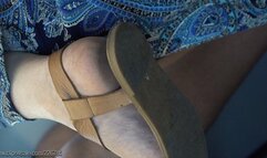 Dirty woman feet close-up with sandals, foot fetish passion