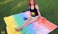 Shy Boy Meets Foot Queen of Memphis in the Park-POV public feet, toes, & sole worship