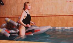 Alla hot fuck big inflatable spaceship in the pool!!!