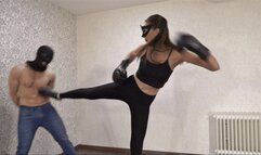 Kickboxing training - he's my punching bag! (small version)