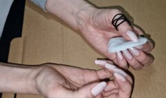 Nail polish cleaning, see long nails