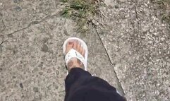 Giantess Lola walks in flip flops tepping on and Crushing random things in her way Toe Wiggling Foot fetish walking cam avi