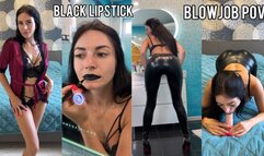 Black lipstick, blowjob POV