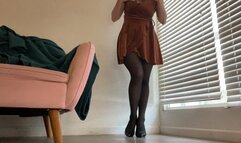 Pantyhose Girlfriend Striptease And Masturbation