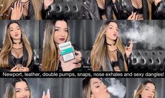 Newport, leather, double pumps, snaps, nose exhales and sexy dangles!