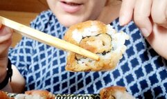 Stomach internal vore exploration pillcam while eating Japanese Futomaki and Sashimi 720HD