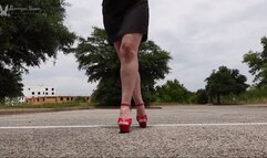 Red High Heels Outdoors